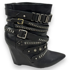 L.A.M.B. by Gwen Stefani Womens LAMB Thacker Moto Boots Black Leather 8 M